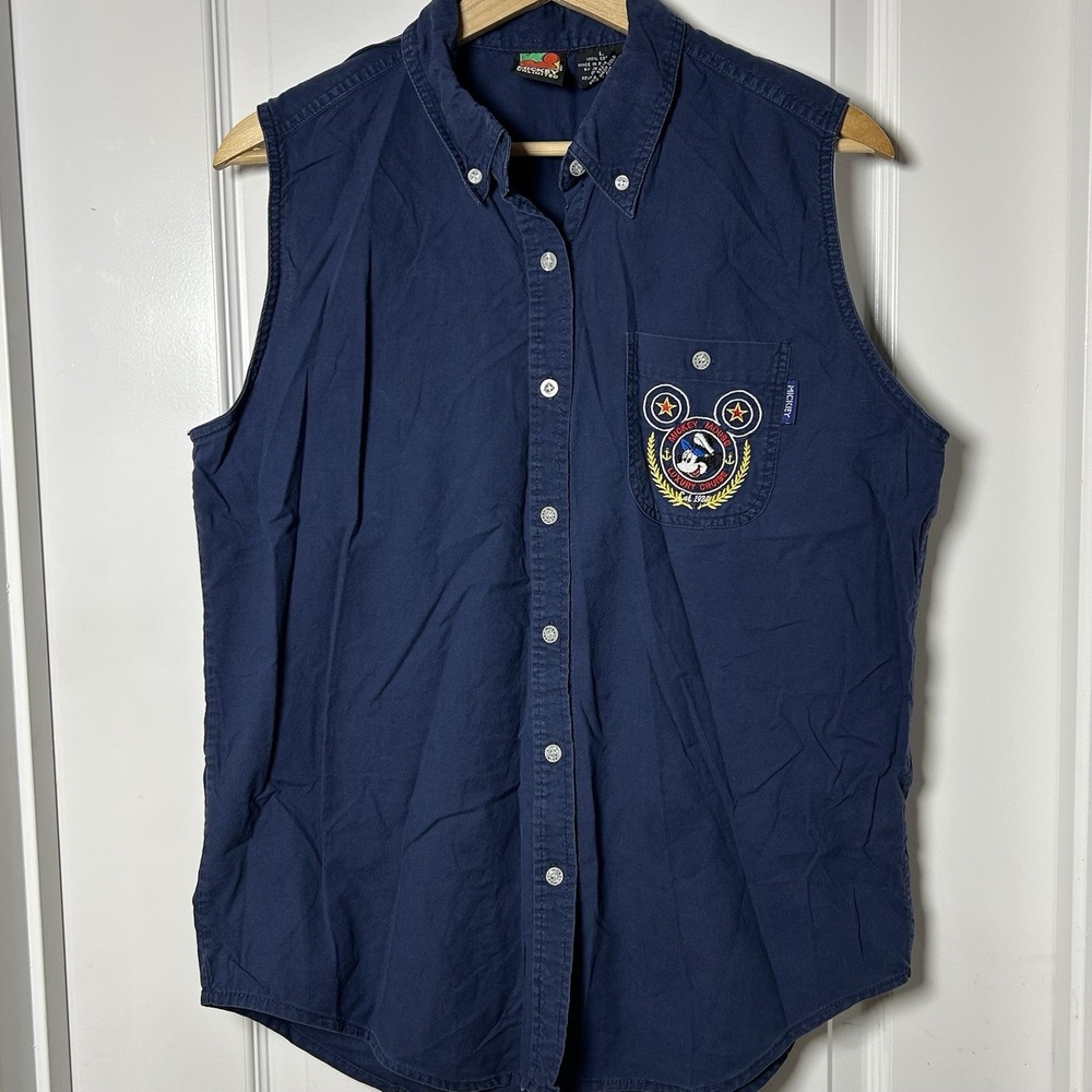 Mickey Unlimited Vintage Mickey‎ Mouse Luxury Cruise Navy Blue Button Up Shirt